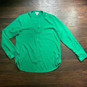 Calvin Klein Women’s Green Button Down Blouse Large